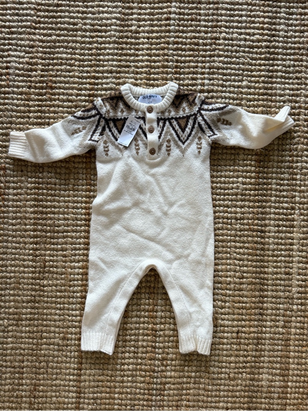 Old Navy SoSoft Long-Sleeve Henley Baby One-Piece in Fairisle | 6-12M - NWT!
